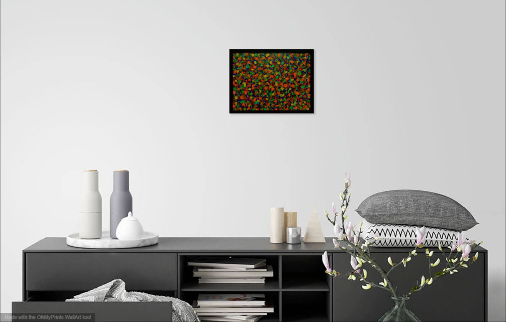 on wall image autumn coloured patches abstract decorative original painting