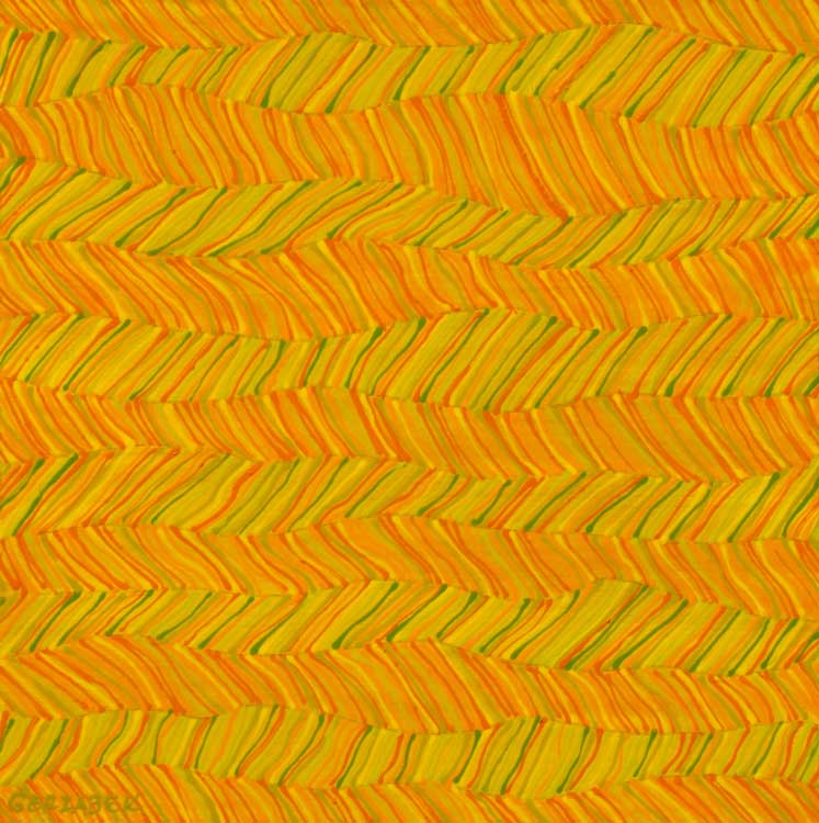 zigzag horizontal pattern orange yellow original painting