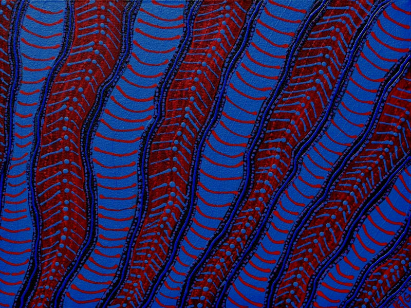 red and blue abstract original painting