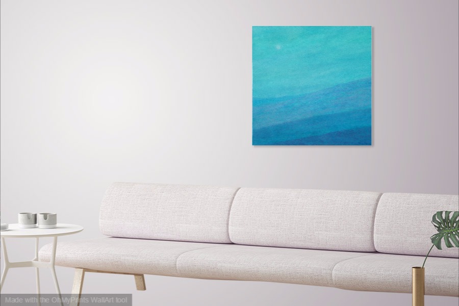 on wall blue sescape painting minimalistic sea view