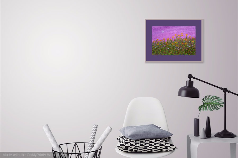 sunset blooms contemporary original stylized painting on wall