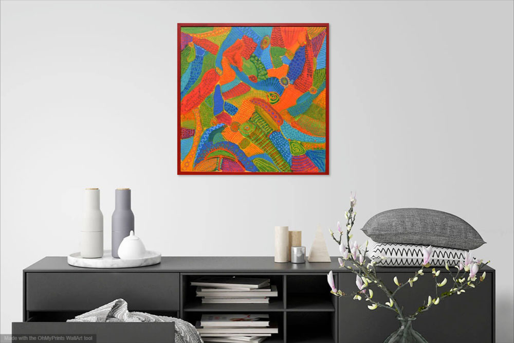 on wall joyous contemporary abstract painting