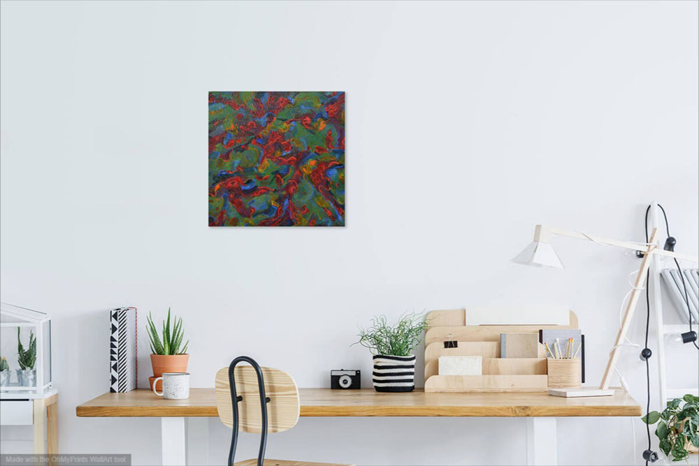 on wall image parrot coloured contemporary abstract patterns painting