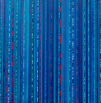 encoded contemporary original blue abstract acrylic artwork