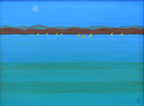 still waters impressionist lake minimalist painting