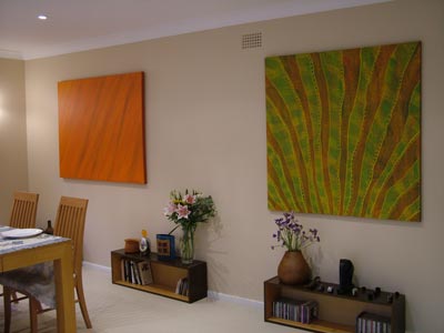 original painting in interior setting