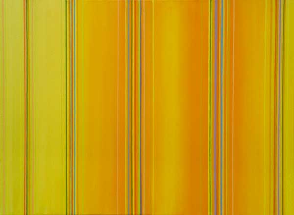 shades of orange yellow and light green lines and bands arranged in a well proportioned sequence